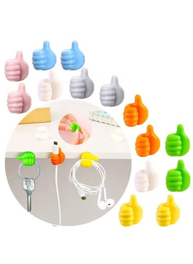 10Pcs Silicone Thumb Wall Hook With Multifunction Adhesive Cable Clip With Creative Self Adhesive Thumb Hooks With Holder Wall Hangers for Storage Data Cables And Earphones And Plugs And Key  - Image 2