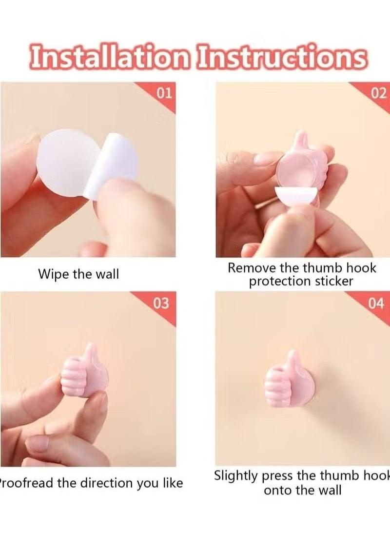 10Pcs Silicone Thumb Wall Hook With Multifunction Adhesive Cable Clip With Creative Self Adhesive Thumb Hooks With Holder Wall Hangers for Storage Data Cables And Earphones And Plugs And Key  - Image 5
