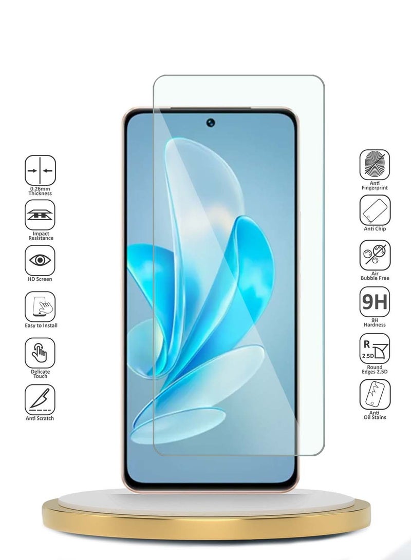 دبليو تيك واقي شاشة من الزجاج المقوى Vivo V30 Lite 5G 2023 Premium Series 9H 2.5D (MSG9CN) - شفاف - Image 2