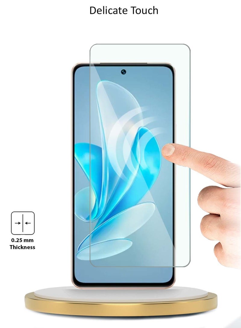 دبليو تيك واقي شاشة من الزجاج المقوى Vivo V30 Lite 5G 2023 Premium Series 9H 2.5D (MSG9CN) - شفاف - Image 4