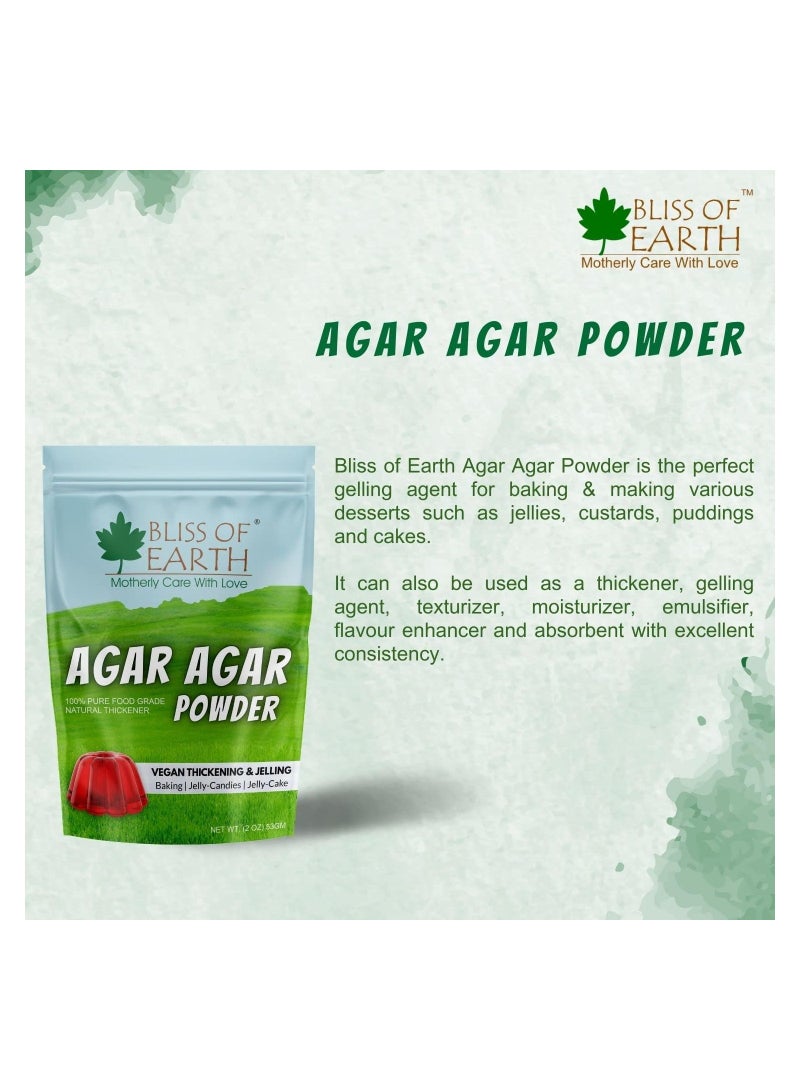 BLISS OF EARTH Bacteriological Grade Agar Agar Powder, 100% Food Grade Natural Thickener, Vegan China Grass, Gluten Free & Gelatin Substitute For Baking, Jelly & Candies, 53gm Pack of 2 - Image 5