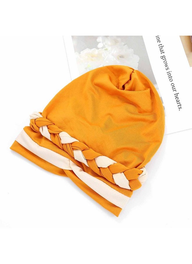 Woeoe - Women'S African Turban Head Wrap Yellow Strecth Beanie Cap Headwear - Image 1