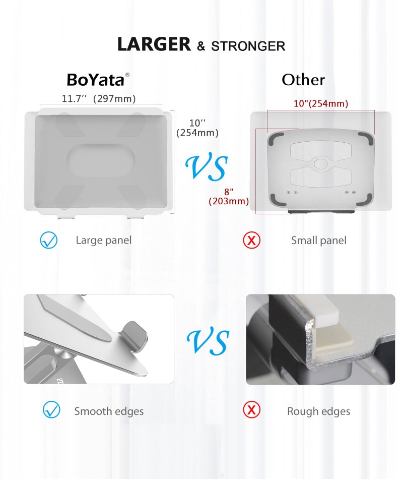 BoYata Laptop Stand, Laptop Holder, Multi-Angle Stand with Heat-Vent, Adjustable Notebook Stand for Laptop up to 17 inches, Compatible for MacBook Pro/Air, Surface Laptop, and so on (Silver) - Image 5