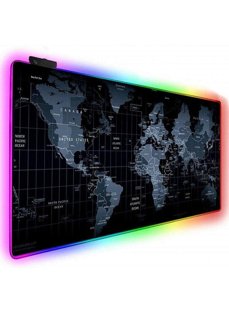 GX Rgb Mouse Pad Gamer Computer Led Lighting Usb Large World Map Mousepad Colorful Non-Slip Desk Pad Mice Mat - Image 1