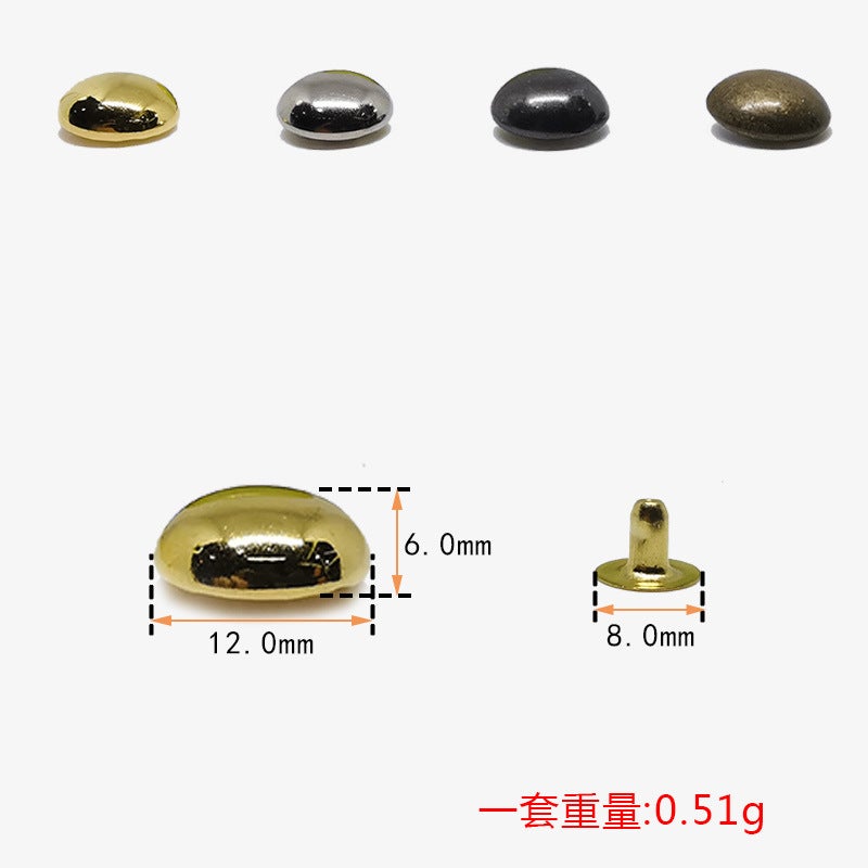 Round Head Rivets DIY Fashion Accessory Crafts 12mm mushroom bumpers + 8*6 trumpet feet 