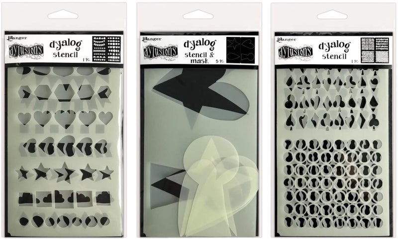 Ranger Ranger Ink Dyan Reaveleys Dylusions Dyalog Stencils  Border It Again Mask  Stencil Again 3 Items