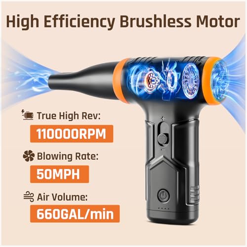 Elecshion Compressed Air - Electric Air Duster, 50 mph 110000RPM Super Power Compressed Air Duster for PC/Computer/Blaster/Keyboard/Home, Variable Speed Cordless Canned Air Mini Dust Blower Quick Dusting - Image 4