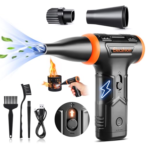 Elecshion Compressed Air - Electric Air Duster, 50 mph 110000RPM Super Power Compressed Air Duster for PC/Computer/Blaster/Keyboard/Home, Variable Speed Cordless Canned Air Mini Dust Blower Quick Dusting - Image 1