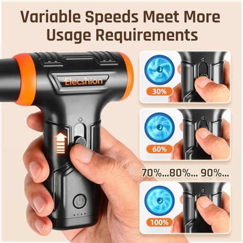Elecshion Compressed Air - Electric Air Duster, 50 mph 110000RPM Super Power Compressed Air Duster for PC/Computer/Blaster/Keyboard/Home, Variable Speed Cordless Canned Air Mini Dust Blower Quick Dusting - Image 3