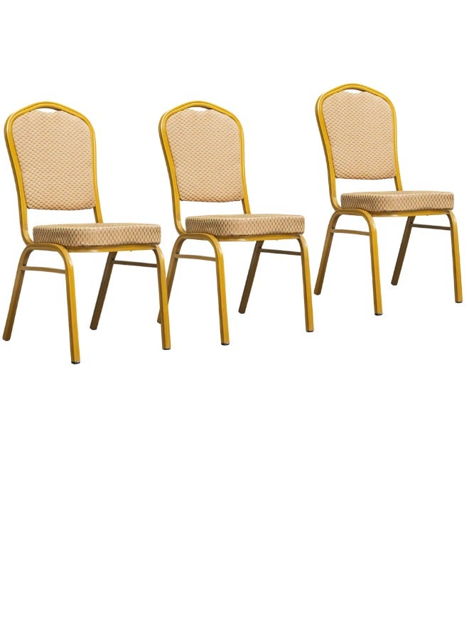 سمارت هوم مجموعة كراسي طعام مكونة من 3 كراسي، كرسي واحد مصنوع من الفولاذ القوي لغرفة الطعام/المطبخ - Image 1