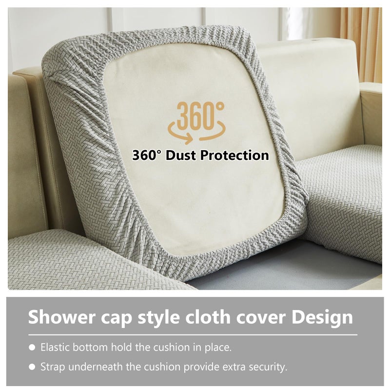 Yoovat Couch Cushion Covers for Sofa Couch Covers Wear-Resistant Universal Sofa Cover Washable Stretch for Sectional Slipcovers (Texture-Light Gray,Back Cover L) - Image 4