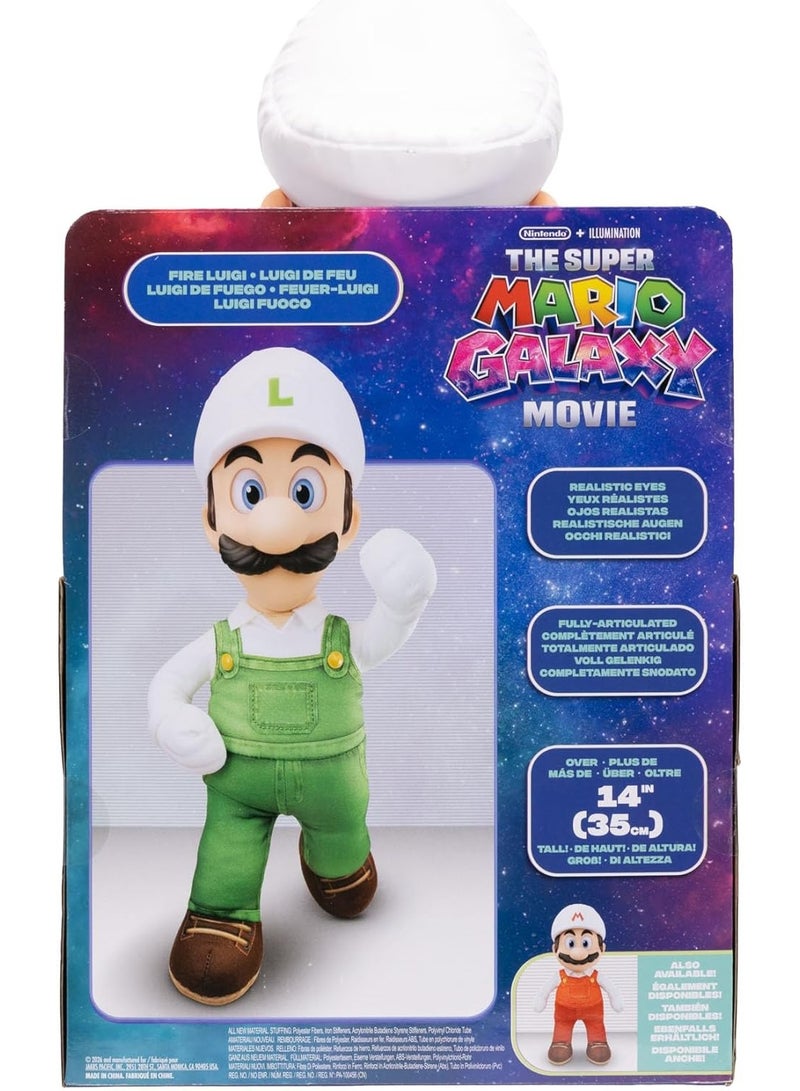 Nintendo The Super Mario Galaxy Movie Fire Luigi Articulated Plush Toy 15 Inches/38 cm, Carved Roto Head, Nintendo Collection Plush, for 3+ Years - Image 3