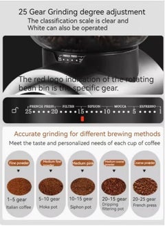 ET-LIFE Coffee Grinder, Stainless Steel Blade & Electric Spice Mill, 12 Cups Capacity, 25 Grind Settings HB-583 Black  - Image 5