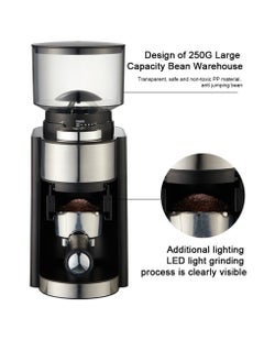 ET-LIFE Coffee Grinder, Stainless Steel Blade & Electric Spice Mill, 12 Cups Capacity, 25 Grind Settings HB-583 Black  - Image 3