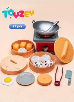 Toyzey Pretend Play Toy Set For Kids, Realistic Kitchen Game Plastic Miniature Toy 23-Pieces  - Image 1