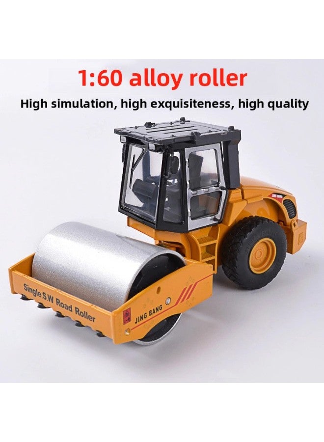 Boxed Jingbang Metal Single Steel Wheel Roller Alloy Car Model Roller Engineering Car Model Toy Car 1:60-Color:1:60 Roller Orange Boxed  - Image 3