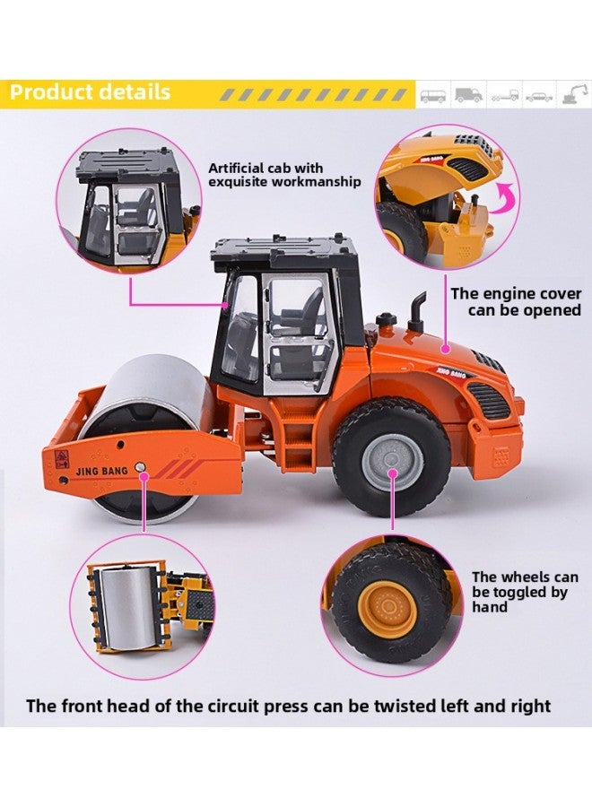 Boxed Jingbang Metal Single Steel Wheel Roller Alloy Car Model Roller Engineering Car Model Toy Car 1:60-Color:1:60 Roller Orange Boxed  - Image 4