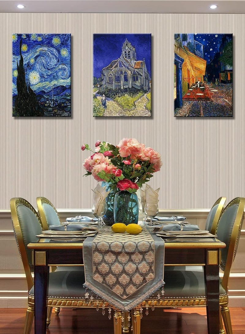 Today Idea Canvas Prints Giclee Artwork for Wall Decor, Classic Van Gogh Artwork Painting Reproduction Starry Night Canvas Art Picture Photo Prints for Wall Art Decoration 12"x16"x3 Piece - Image 2