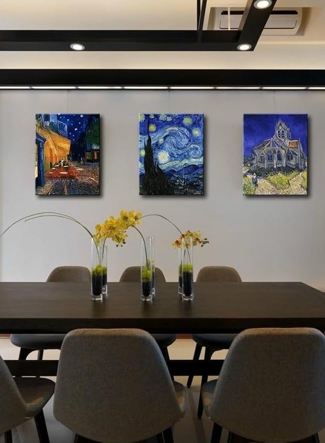 Today Idea Canvas Prints Giclee Artwork for Wall Decor, Classic Van Gogh Artwork Painting Reproduction Starry Night Canvas Art Picture Photo Prints for Wall Art Decoration 12"x16"x3 Piece - Image 3