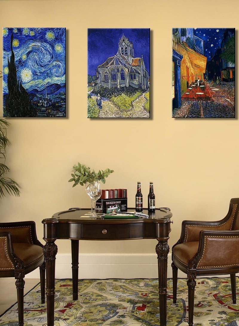 Today Idea Canvas Prints Giclee Artwork for Wall Decor, Classic Van Gogh Artwork Painting Reproduction Starry Night Canvas Art Picture Photo Prints for Wall Art Decoration 12"x16"x3 Piece - Image 4