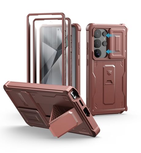 Dexnor for Samsung Galaxy S25 Ultra Case with Builtin Slide Camera Cover Screen Protector KickstandHeavyDuty Shockproof Rugged Case FullBody Bumper Cover for Galaxy S25 Ultra2025Maroon Red - Image 1