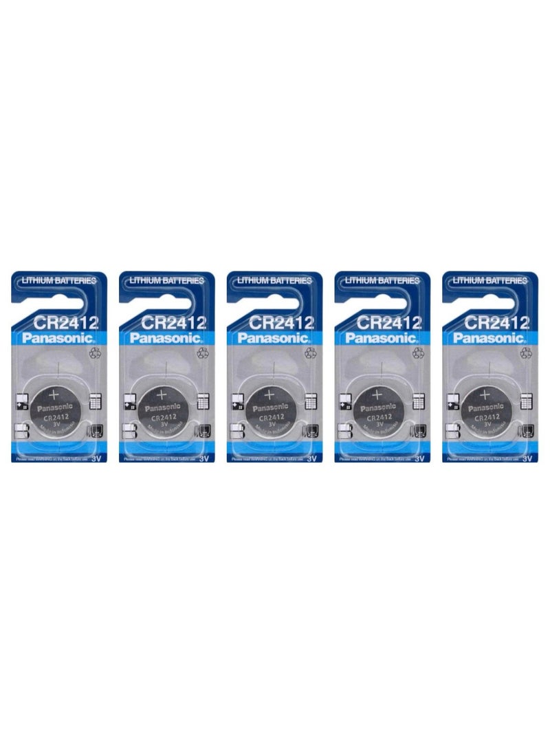 5-Pieces Panasonic CR2412 Lithium 3V Indonesia Batteries