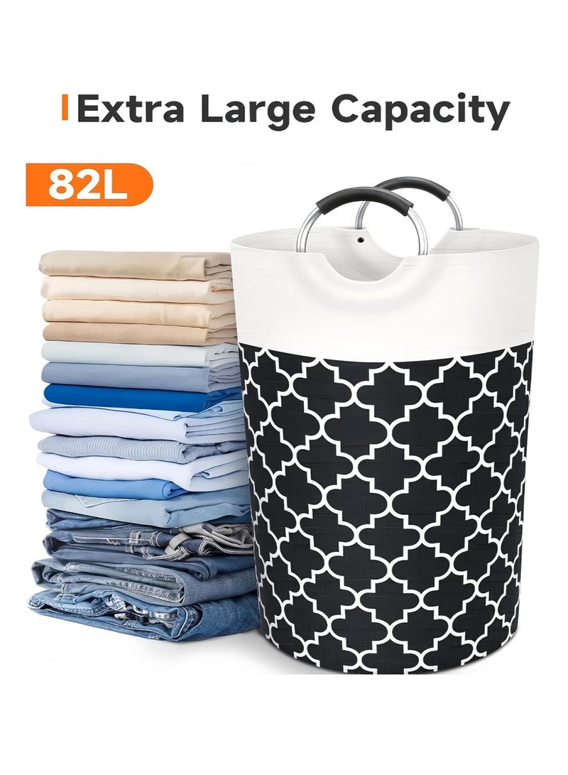 Raxoom Laundry Hamper with Aluminum Handles,Collapsible Laundry Basket with 80 * 60cm Mesh Laundry Bag (Black Lantern A) - Image 4