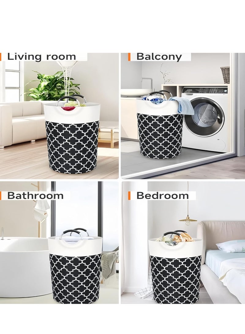 Raxoom Laundry Hamper with Aluminum Handles,Collapsible Laundry Basket with 80 * 60cm Mesh Laundry Bag (Black Lantern A) - Image 5