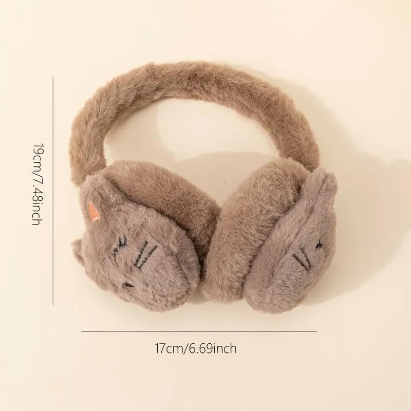 THE DDS STORE Cute Cat Fluffy Ear Muff for Women Plush Foldable Earmuffs Kids Winter Earmuffs Girls Boys Cold Weather Ear Warmer (Pink) - Image 4