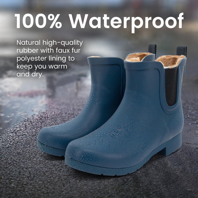 Chooka Womens Waterproof Plush Chelsea Bootie Rain, Navy, 8 US - Image 3