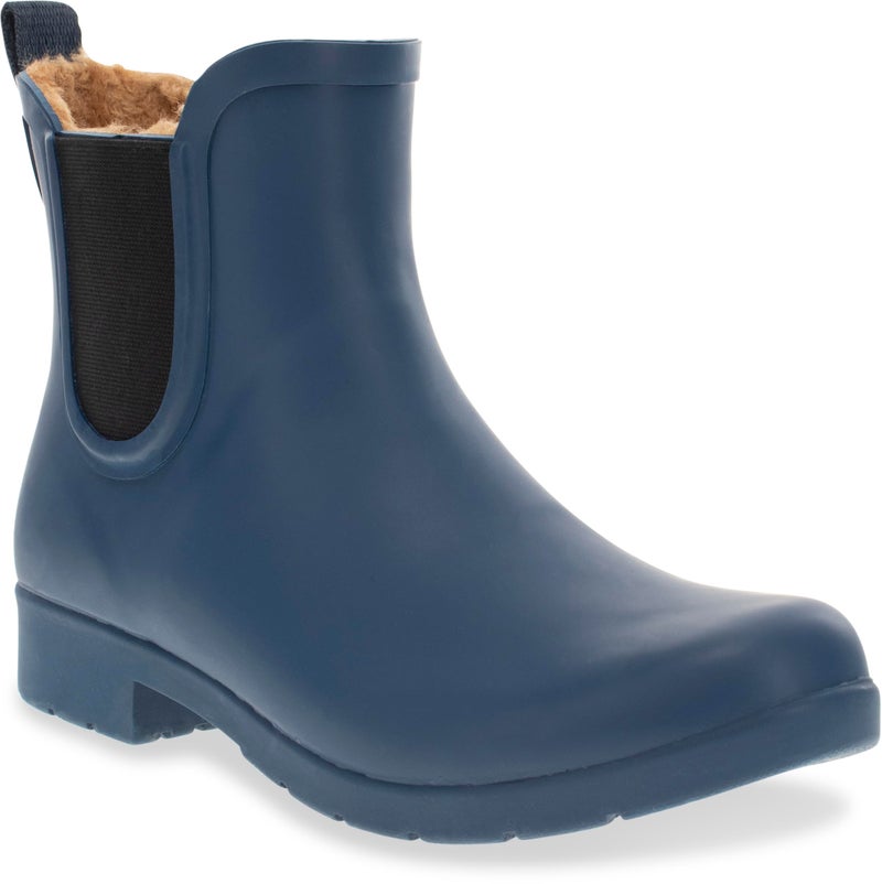 Chooka Womens Waterproof Plush Chelsea Bootie Rain, Navy, 8 US - Image 1