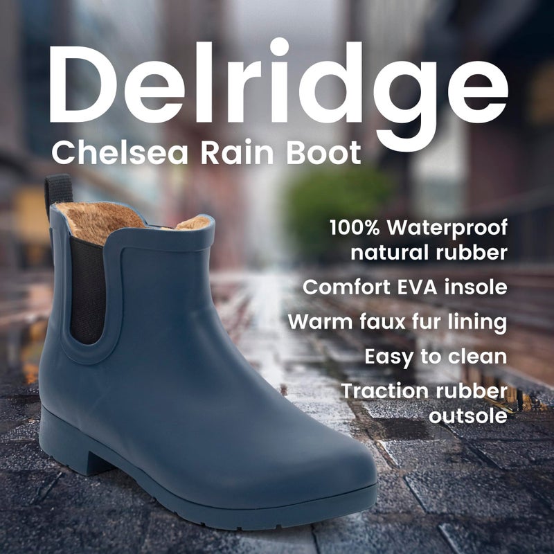 Chooka Womens Waterproof Plush Chelsea Bootie Rain, Navy, 8 US - Image 2