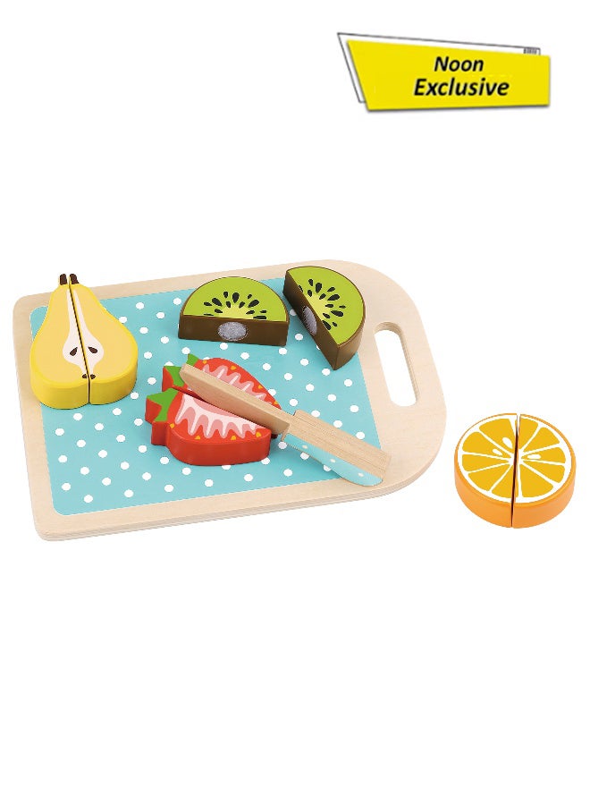 COGNIKIDS مجموعة ألعاب تقطيع الفواكه للأطفال - لعبة فواكه خشبية مونتيسوري مع عمل تقطيع بالفيلكرو - طعام للعب التخيلي للأطفال الصغار - لعبة فرز الألوان ومهارات الحركة الدقيقة للأعمار من 2 3 4+ - Image 1