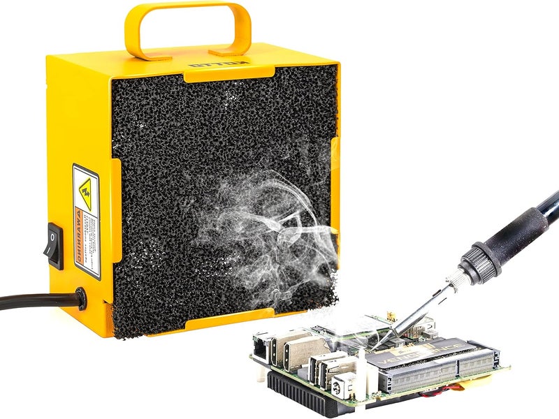 KOTTO Solder Smoke Absorber Remover Fume Extractor Smoke Prevention Absorber DIY Working Fan for Soldering Station (Yellow) - Image 1