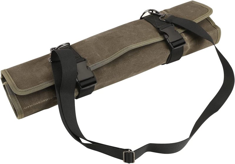 Hersent Chef’s Knife Roll Bag,Waxed Canvas Knife Cultery Carrier,Portable Chef Knife Cases,Knife Pouch Holders With 10 Slots Plus 1 Zipper Pockets Can Hold Home Kitchen Knife Tools Up To 18.8” - Image 5