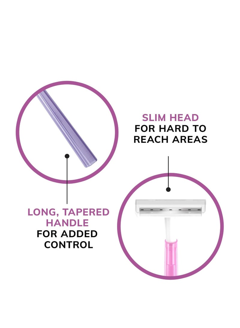 BIC Silky Touch Women's Disposable Razors, With 2 Blades, Pretty Pastel Razor Handles, 40 Count Value Pack of Shaving Razors - Image 2