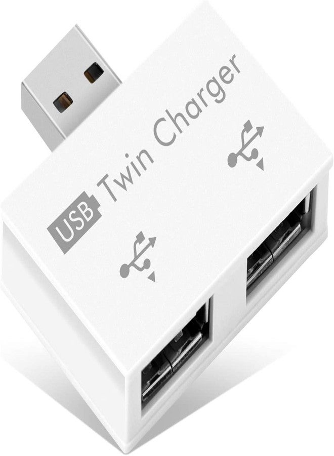 Sorandy موزع USB 2.0 ثنائي المنافذ من سوراندي، محول USB متعدد المنافذ، موزع بيانات محمول فائق النحافة، موزع USB صغير لأجهزة منفذ USB (أبيض) - Image 1