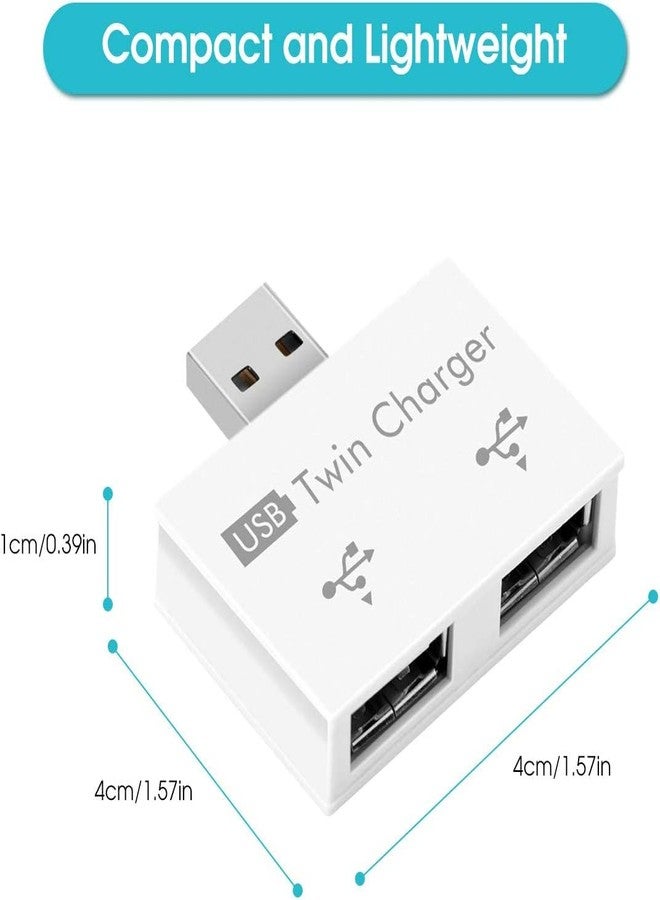 Sorandy موزع USB 2.0 ثنائي المنافذ من سوراندي، محول USB متعدد المنافذ، موزع بيانات محمول فائق النحافة، موزع USB صغير لأجهزة منفذ USB (أبيض) - Image 4