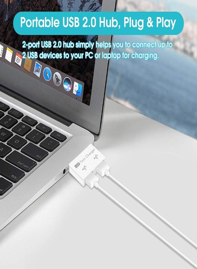 Sorandy موزع USB 2.0 ثنائي المنافذ من سوراندي، محول USB متعدد المنافذ، موزع بيانات محمول فائق النحافة، موزع USB صغير لأجهزة منفذ USB (أبيض) - Image 2