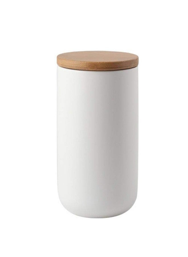MilkyWay Ceramic Food Storage Jar Canister Modern Design Food Canisters with Airtight Seal Bamboo Lid, Loose Tea Coffee Spice Nuts Snacks Storage Jar Canister (White 27.05oz/800ml) - Image 1