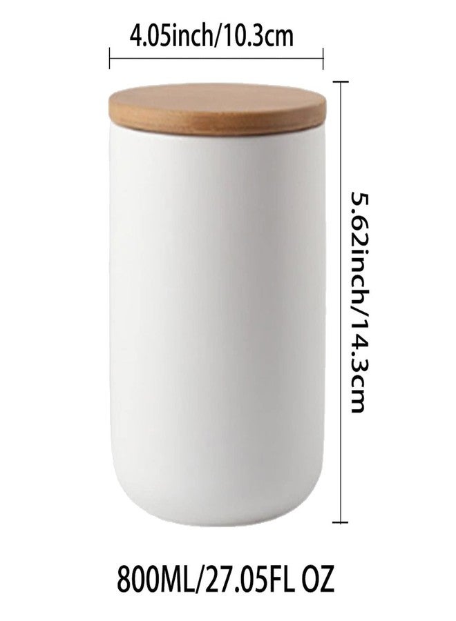 MilkyWay Ceramic Food Storage Jar Canister Modern Design Food Canisters with Airtight Seal Bamboo Lid, Loose Tea Coffee Spice Nuts Snacks Storage Jar Canister (White 27.05oz/800ml) - Image 2