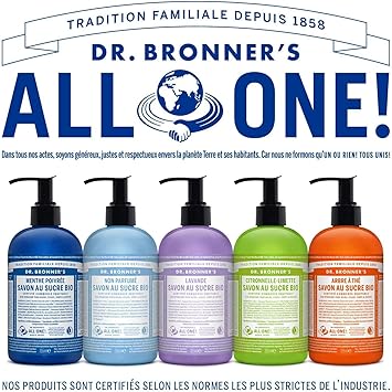 Dr. Bronner's Dr Bronners 4in1 Organic Unscented Baby Sugar Soap Made with Organic Oils Sugar and Shikakai Powder For Hands Body Face Hair Fair Trade Certified Vegan Friendly 335ml Recycled Pump Bottle - Image 5