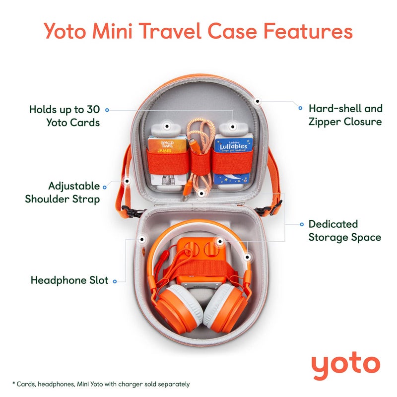 Yoto Mini Travel Case â€“ Kids Accessory, Protective Hard-Shell Carrier with Adjustable Shoulder Strap, Holds Mini, Headphones and Up to 30 Audiobook Cards - Image 2