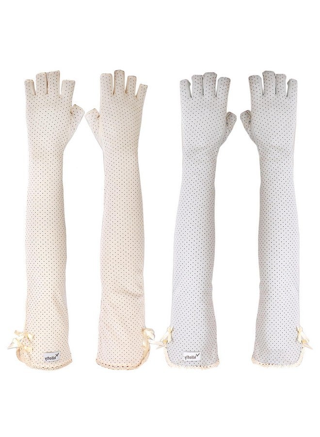 kilofly Women'S Long Anti-Uv Breathable Arm Sun Block Driving Gloves, 2 Pairs - Image 1