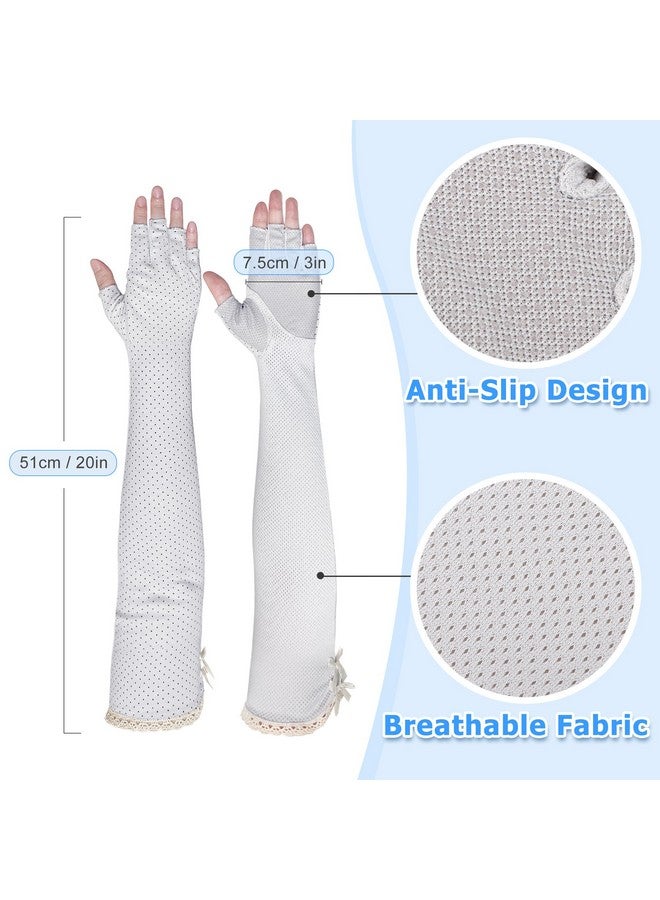 kilofly Women'S Long Anti-Uv Breathable Arm Sun Block Driving Gloves, 2 Pairs - Image 2