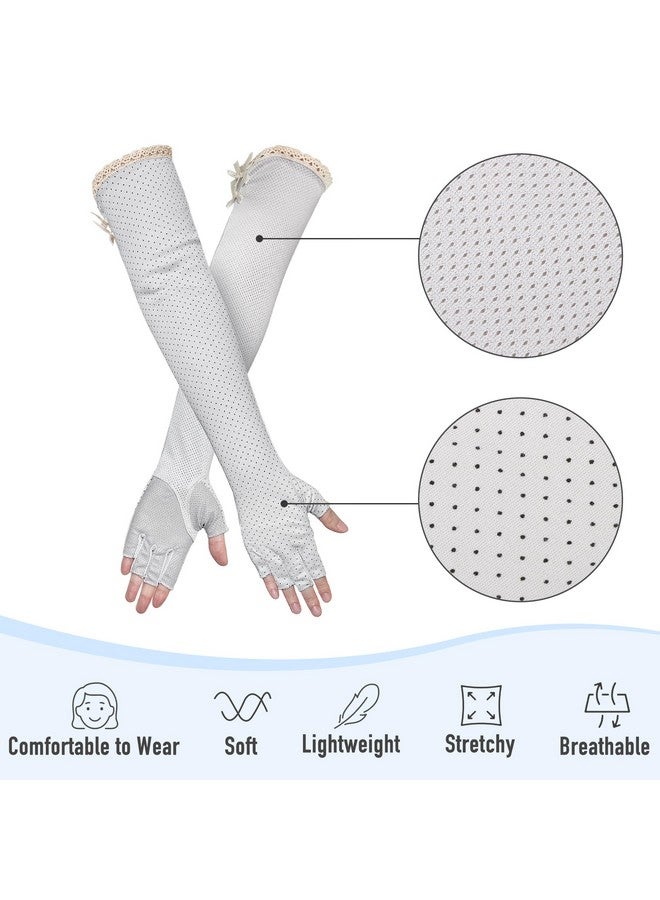 kilofly Women'S Long Anti-Uv Breathable Arm Sun Block Driving Gloves, 2 Pairs - Image 3