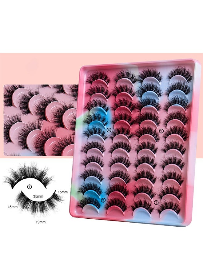 Ocean - 20 Pairs False Eyelashes, Imitation Mink False Eyelashes, Lightweight Natural Volume False Eyelashes Extension, Soft Curly Fake Lashes, Reusable Self Adhesive Lashes Fake Eye Lashes for Daily Wear - Image 1