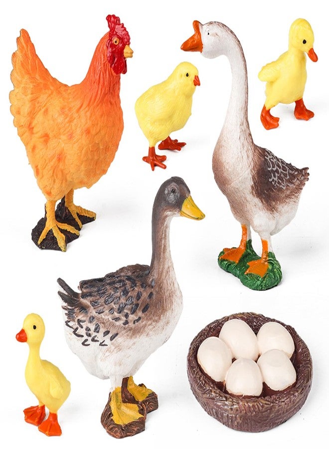 SCAHOW Farm Animal Toys for Kids 3 4 5 6 7 Years Old, Realistic Barn Farm Animal Figurines with Hen Duck Goose Figures,Educational Poultry Farm Playset for Birthday Gift Cake Topper - Image 1