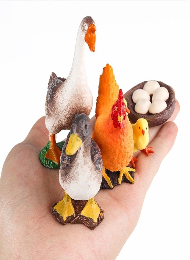 SCAHOW Farm Animal Toys for Kids 3 4 5 6 7 Years Old, Realistic Barn Farm Animal Figurines with Hen Duck Goose Figures,Educational Poultry Farm Playset for Birthday Gift Cake Topper - Image 3