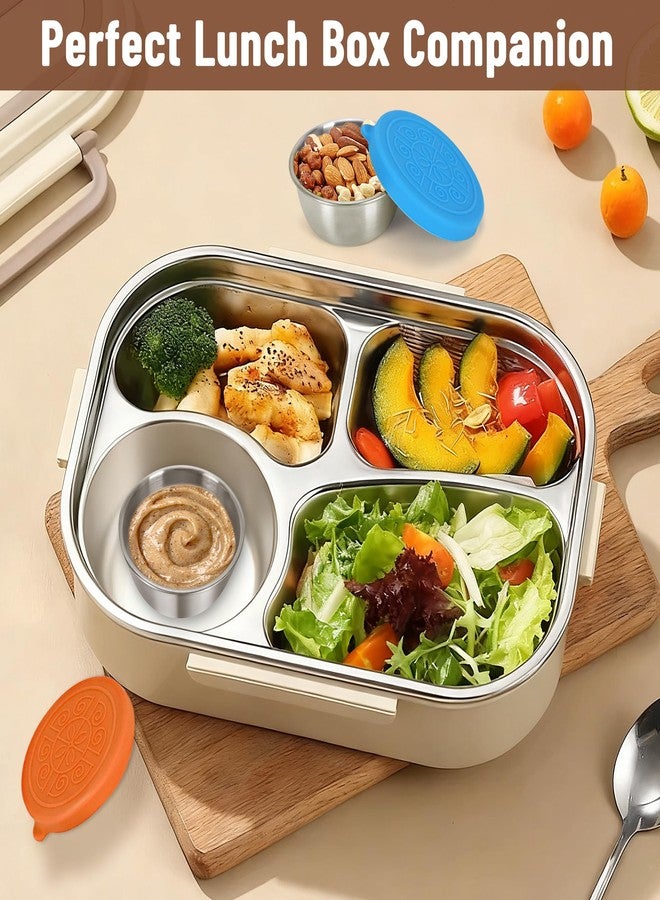 LETAAKA 12 Pack Stainless Steel Snack Containers for Kids, 6oz & 1.6oz Leakproof Snack Salad Dressing Containers with Easy-Open Silicone Lids, Reusable Lunch Box Containers for Office & Travel - Image 5